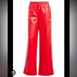 Adidas Firebird Pants - Red and white Faux Leather